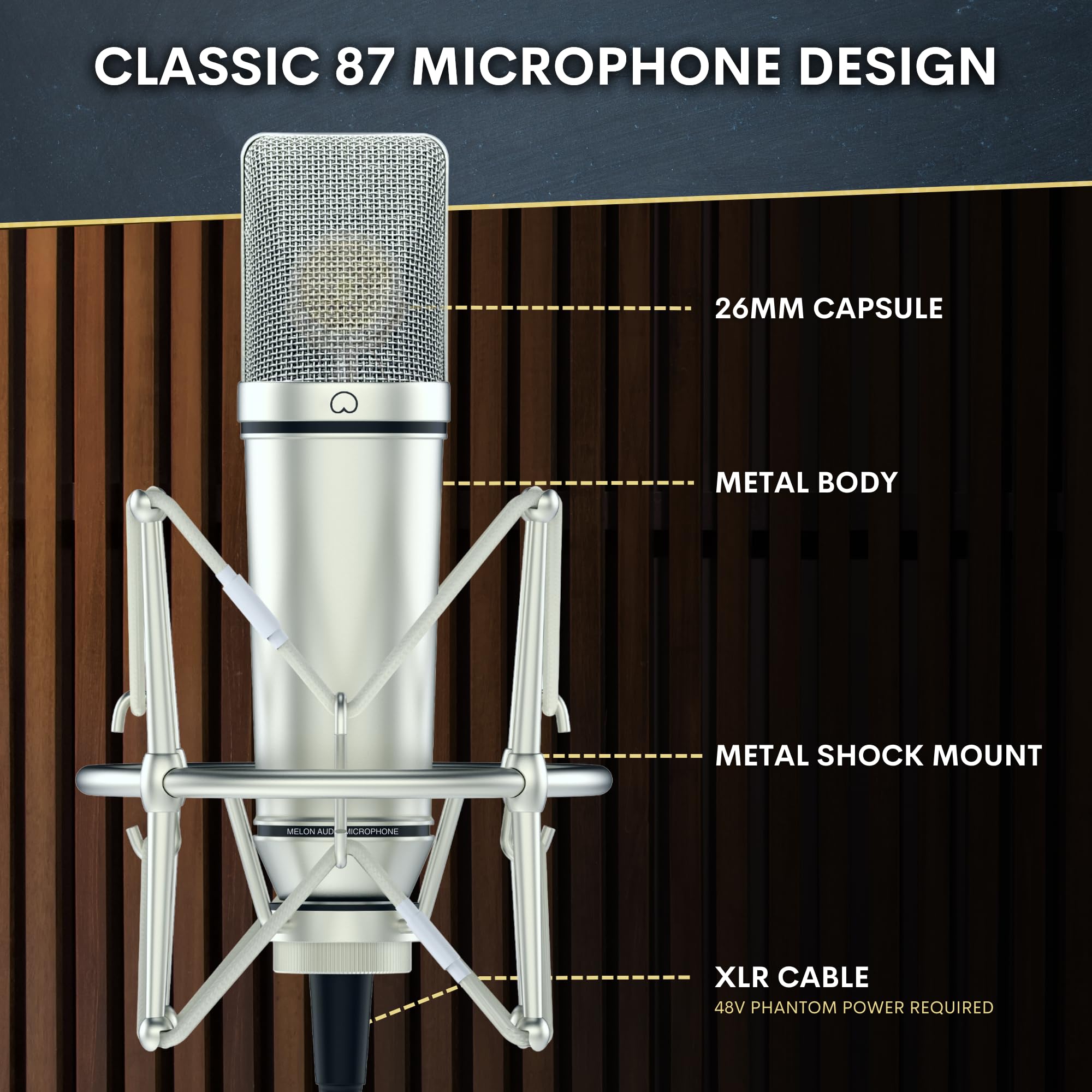 Amazon.com: Melon Audio MA-87 Studio Condenser Microphone, 26mm